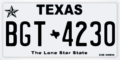 TX license plate BGT4230
