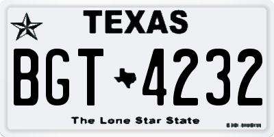 TX license plate BGT4232