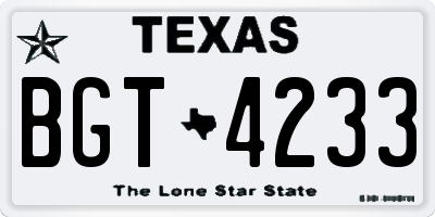 TX license plate BGT4233