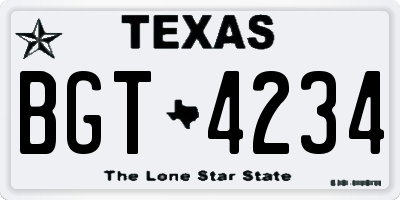 TX license plate BGT4234