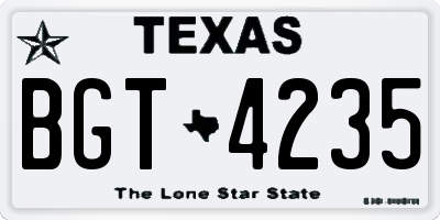 TX license plate BGT4235