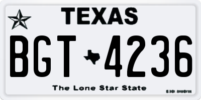 TX license plate BGT4236