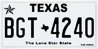 TX license plate BGT4240