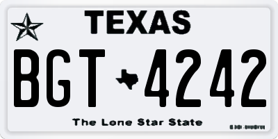 TX license plate BGT4242
