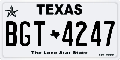 TX license plate BGT4247
