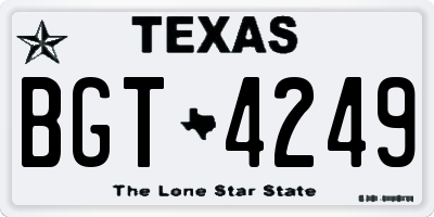 TX license plate BGT4249