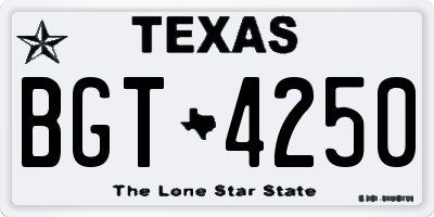 TX license plate BGT4250