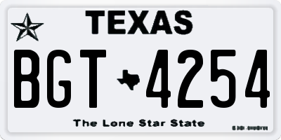 TX license plate BGT4254