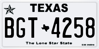 TX license plate BGT4258