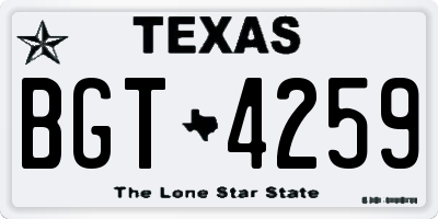 TX license plate BGT4259