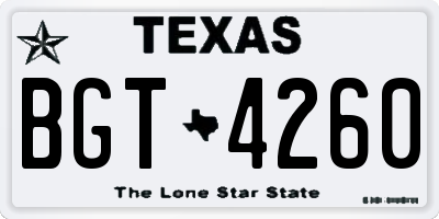 TX license plate BGT4260