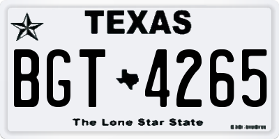 TX license plate BGT4265