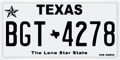 TX license plate BGT4278
