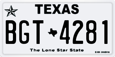 TX license plate BGT4281
