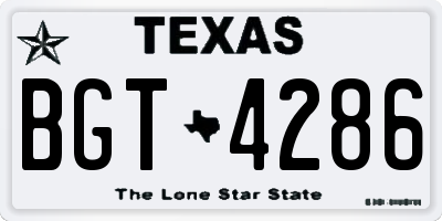 TX license plate BGT4286