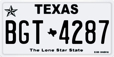TX license plate BGT4287