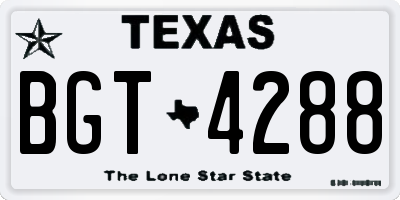 TX license plate BGT4288