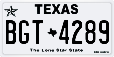 TX license plate BGT4289