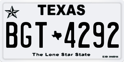 TX license plate BGT4292