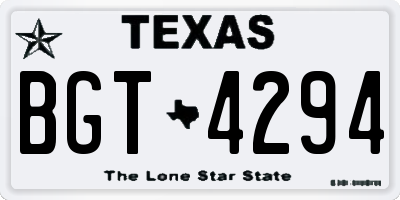 TX license plate BGT4294