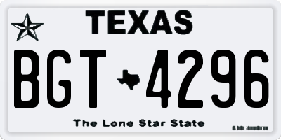 TX license plate BGT4296