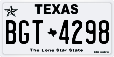 TX license plate BGT4298