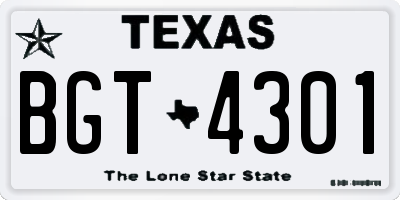 TX license plate BGT4301