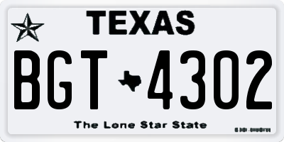 TX license plate BGT4302