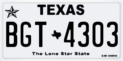 TX license plate BGT4303