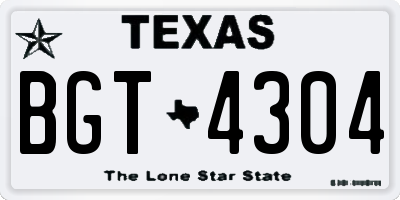 TX license plate BGT4304