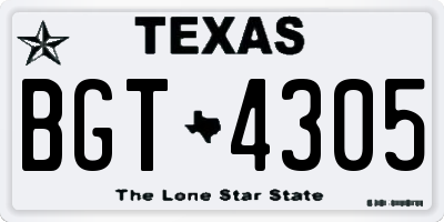 TX license plate BGT4305