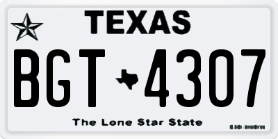 TX license plate BGT4307