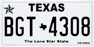 TX license plate BGT4308