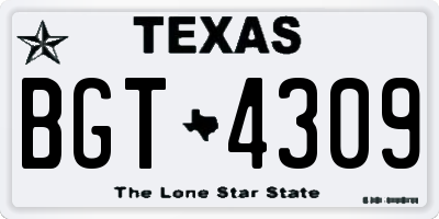 TX license plate BGT4309