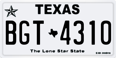 TX license plate BGT4310