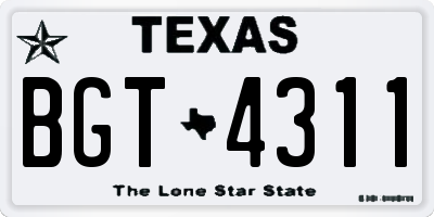 TX license plate BGT4311
