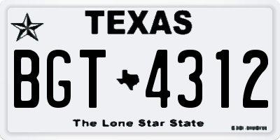 TX license plate BGT4312