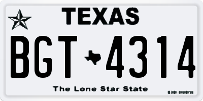 TX license plate BGT4314