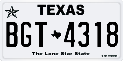 TX license plate BGT4318