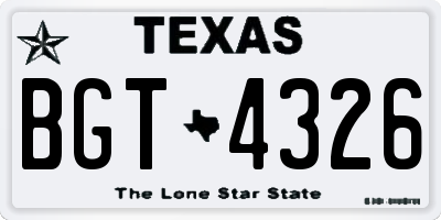 TX license plate BGT4326