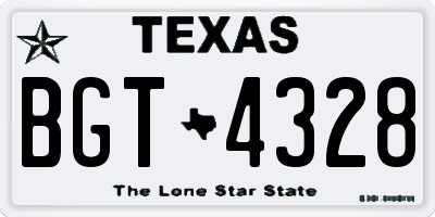 TX license plate BGT4328