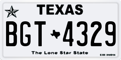 TX license plate BGT4329