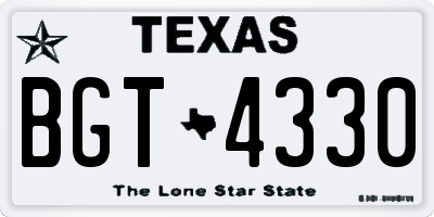 TX license plate BGT4330