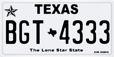 TX license plate BGT4333