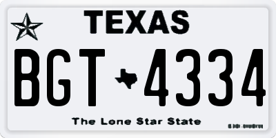 TX license plate BGT4334