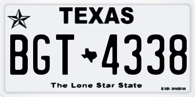 TX license plate BGT4338