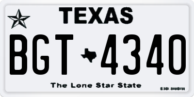 TX license plate BGT4340