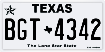 TX license plate BGT4342