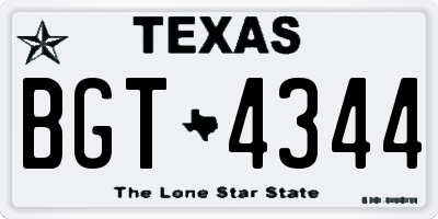 TX license plate BGT4344
