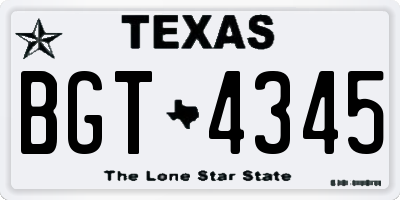 TX license plate BGT4345